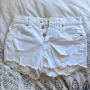 White High-Waisted Jean Shorts